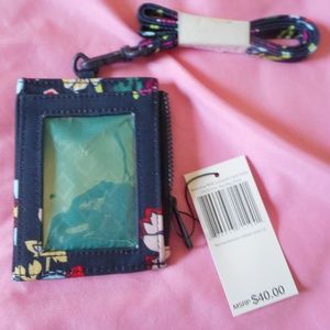 New VERA BRADLEY ReActive RFID Lanyard Card Case in ITSY DITSY FLORAL
